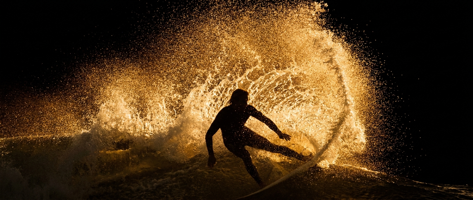 Sora 2 frame — surfer on a wave in slow motion